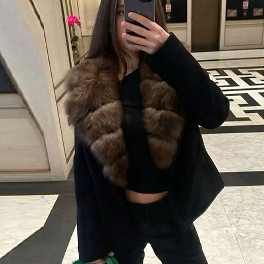 Abrigo Elegante con Cuello de Piel Sintética para Mujer - Image 3