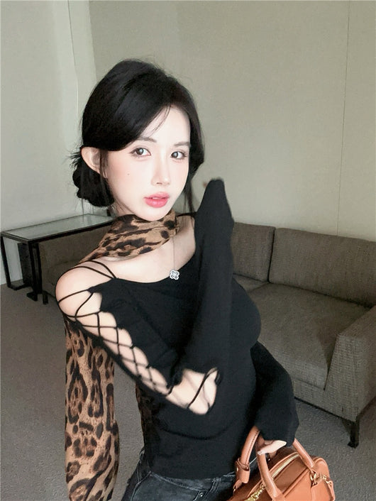 Blusa Negra de Manga Larga Elegante Estilo Diseñador - Image 7