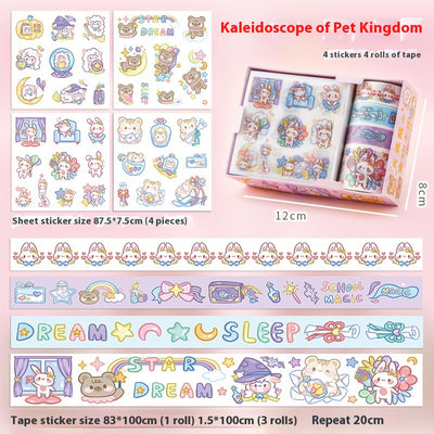 Set de Stickers Adhesivos Infantiles con Diseños Animados y Cinta Decorativa - Image 10