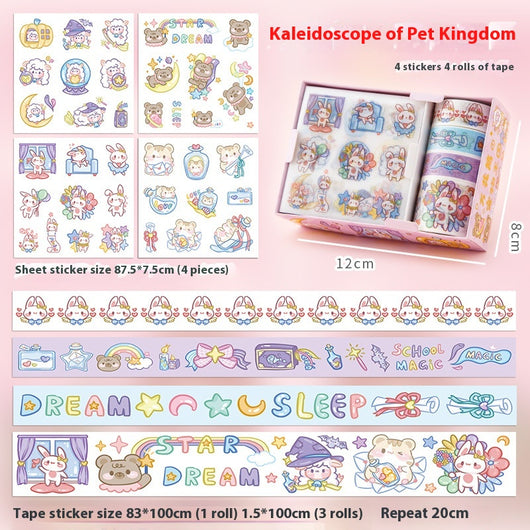 Set de Stickers Adhesivos Infantiles con Diseños Animados y Cinta Decorativa - Image 10