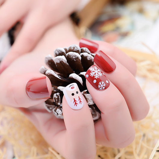 Uñas Postizas Navideñas con Diseño de Reno y Copos de Nieve - Image 10