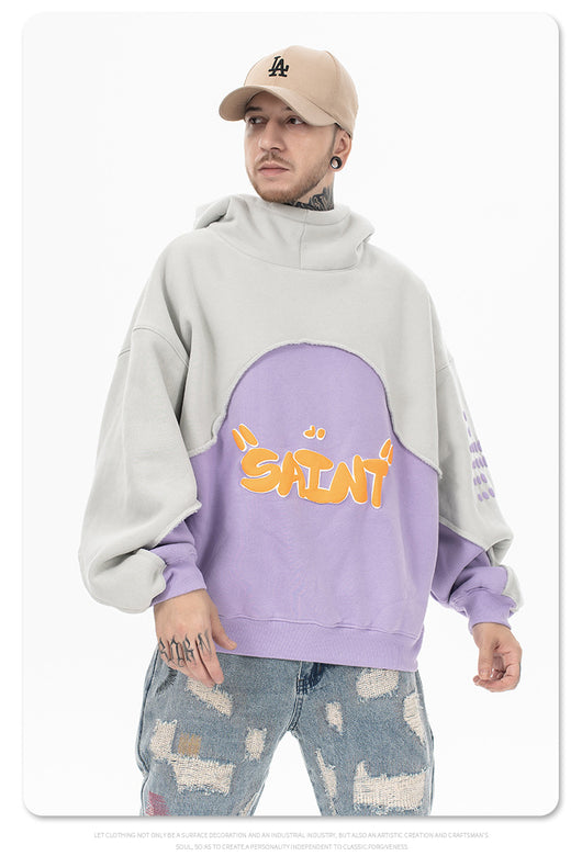 Sudadera con Capucha Acolchada de Terciopelo y Contraste de Colores - Image 5