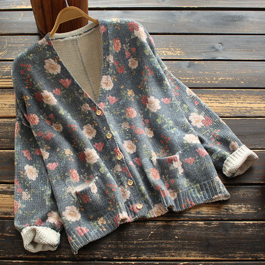 Cardigan Tejido con Estampado y Cuello en V de Manga Larga - Image 17