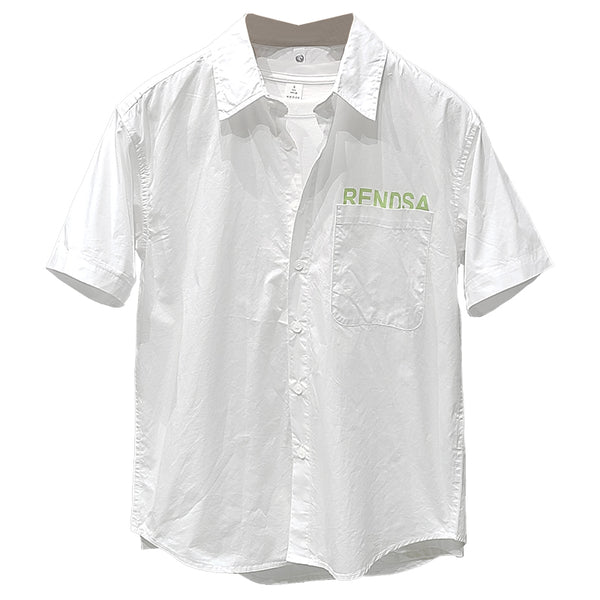Camisa Casual para Hombre con Estampado de Letras y Bolsillos