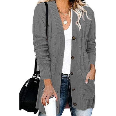 Abrigo Tejido Casual con Botones para Mujer - Otoño e Invierno - Image 15