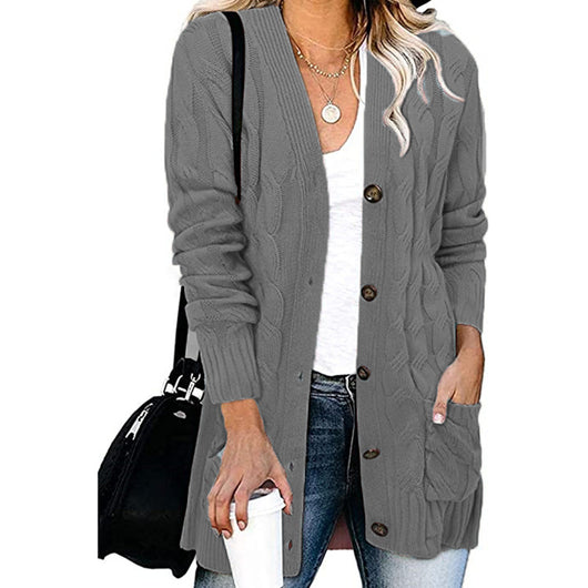 Abrigo Tejido Casual con Botones para Mujer - Otoño e Invierno - Image 15