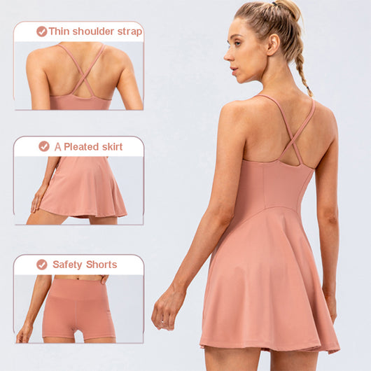Conjunto Deportivo 2 Piezas: Falda Tenis Yoga y Short Fitness de Alto Estiramiento - Image 3