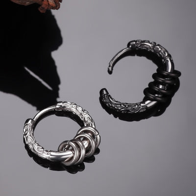 Aretes de Plata Esterlina para Hombre con Diseño de Aro Dorado - Image 2