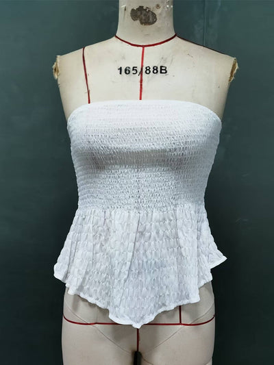 Top Tubo Sexy sin Mangas Elástico Hombro Descubierto para Verano - Image 11