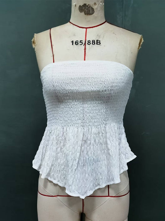 Top Tubo Sexy sin Mangas Elástico Hombro Descubierto para Verano - Image 11