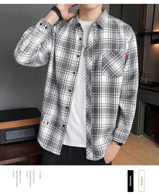 Camisa Casual Cuadros Estilo Hong Kong para Jóvenes - Image 27