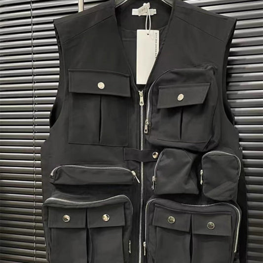 Chaleco Utilitario American Street con Múltiples Bolsillos y Estilo Mecánico