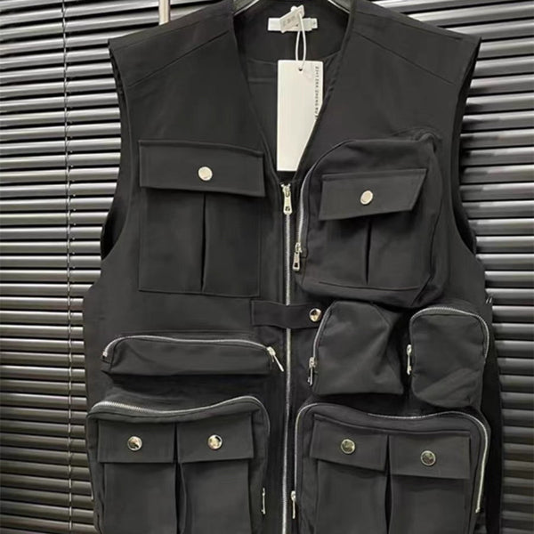 Chaleco Utilitario American Street con Múltiples Bolsillos y Estilo Mecánico