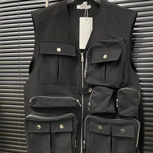Chaleco Utilitario American Street con Múltiples Bolsillos y Estilo Mecánico