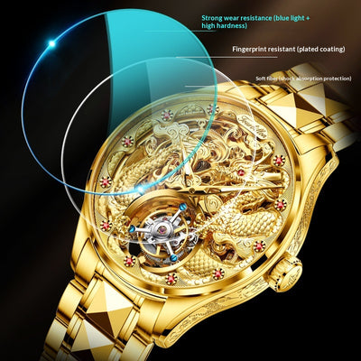 Reloj de Lujo Dorado para Hombre con Tourbillón Resistente al Agua - Image 2