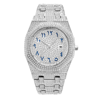 Reloj de Cuarzo para Hombre con Escala Árabe y Diamantes Hip Hop Europeo - Image 3