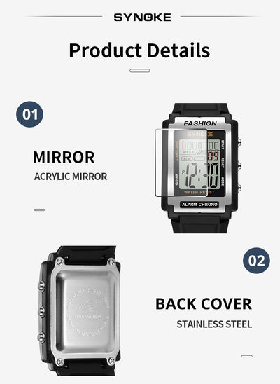Reloj Deportivo Retro Rectangular Resistente al Agua con Pantalla Luminosa - Image 5