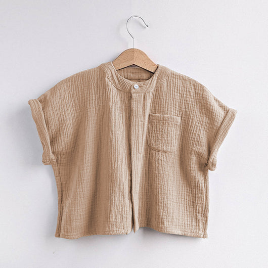 Camisa de Gasa Doble Capa para Niño - Top Casual de Manga Corta - Image 8