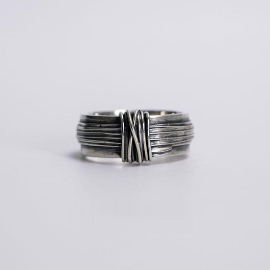 Anillo Vintage Tejido a Mano con Alambre Pulido para Hombre