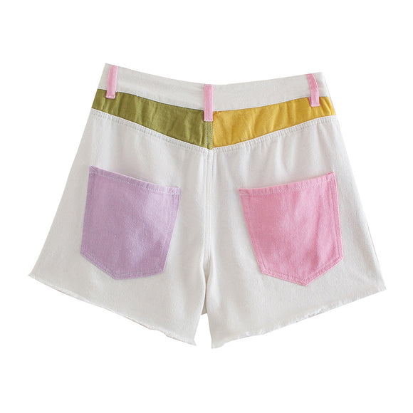 Shorts Casuales de Patchwork Multicolor - Diseño Versátil para Hombre