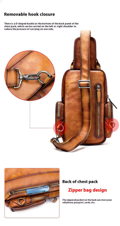 Bolsa Pecho Cuero Genuino para Hombre - Estilo Casual Minimalista - Image 12