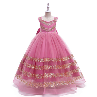 Vestido Princesa Niña Largo Bordado Liso - Image 14
