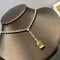 925 Sterling Plateado Water Drop Square Diamond Pendant Yellow Diamond Tassel Colored Gemstone Necklace Yellow 925Silver