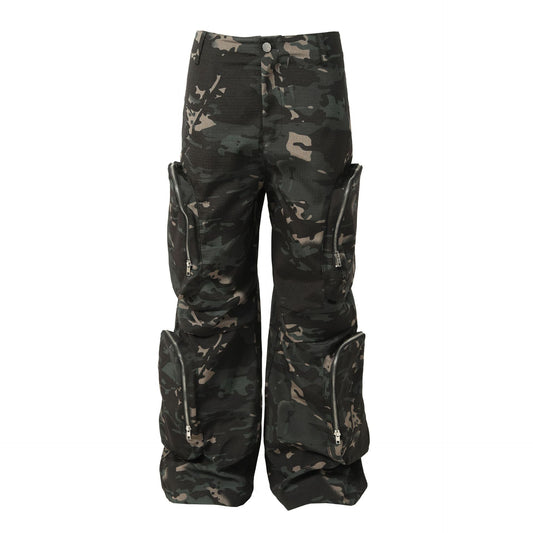 Pantalón Cargo Estilo Militar Amekaji con Múltiples Bolsillos y Corte Recto - Image 2