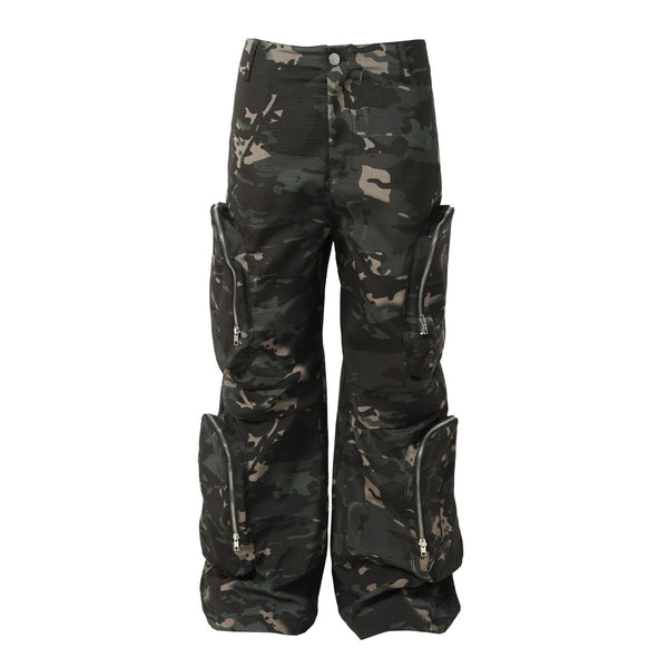 Pantalón Cargo Estilo Militar Amekaji con Múltiples Bolsillos y Corte Recto
