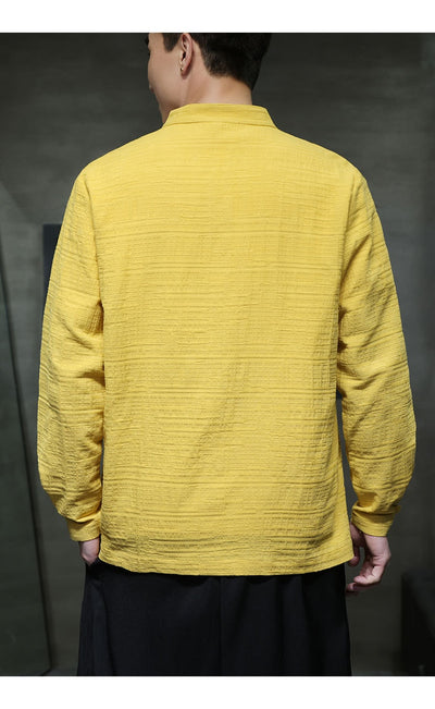 Camisa Retro Tang Chino - Algodón y Lino con Cierre Tradicional para Hombre - Image 11