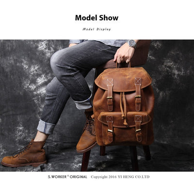 Mochila de Cuero Genuino Retro con Gran Capacidad - Image 15