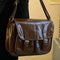 Bolso Bandolera Cartero de Cuero Encerado Marrón Chocolate - Gran Capacidad