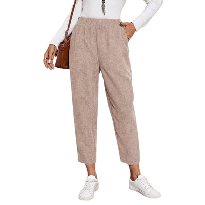 Pantalones Rectos de Cintura Alta con Bolsillos en Pana - Image 3