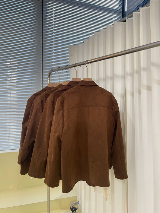 Blazer de Cuero Retro Marrón para Mujer - Image 25