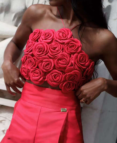 Top Halter Tejido con Rosas 3D y Tirantes Ajustables - Image 14