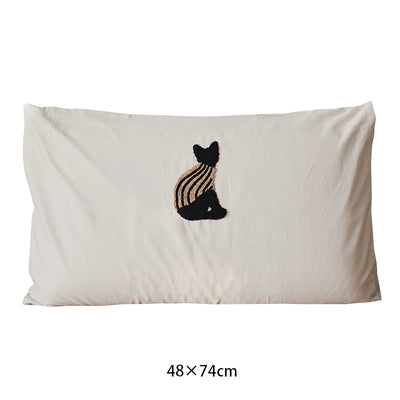 Funda de Almohada de Algodón Puro con Bordado 3D Color Café con Leche - Image 10