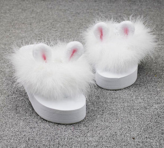 Sandalias Plataforma con Orejas de Conejo - Zapatos de Piel de Avestruz Suave y Cómodos - Image 5