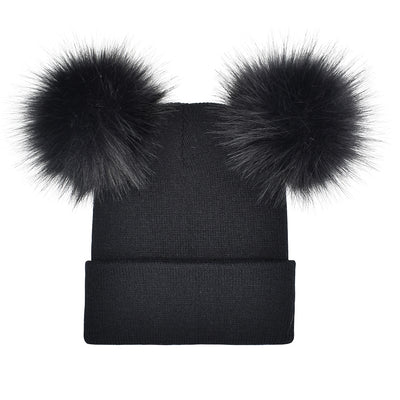 Gorro de Lana Tejido Doble para Mujer con Bola Decorativa - Image 12