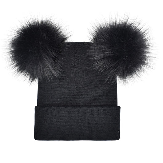 Gorro de Lana Tejido Doble para Mujer con Bola Decorativa - Image 12