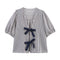 Blusa Rayada con Moño - Manga Corta Versátil para Verano