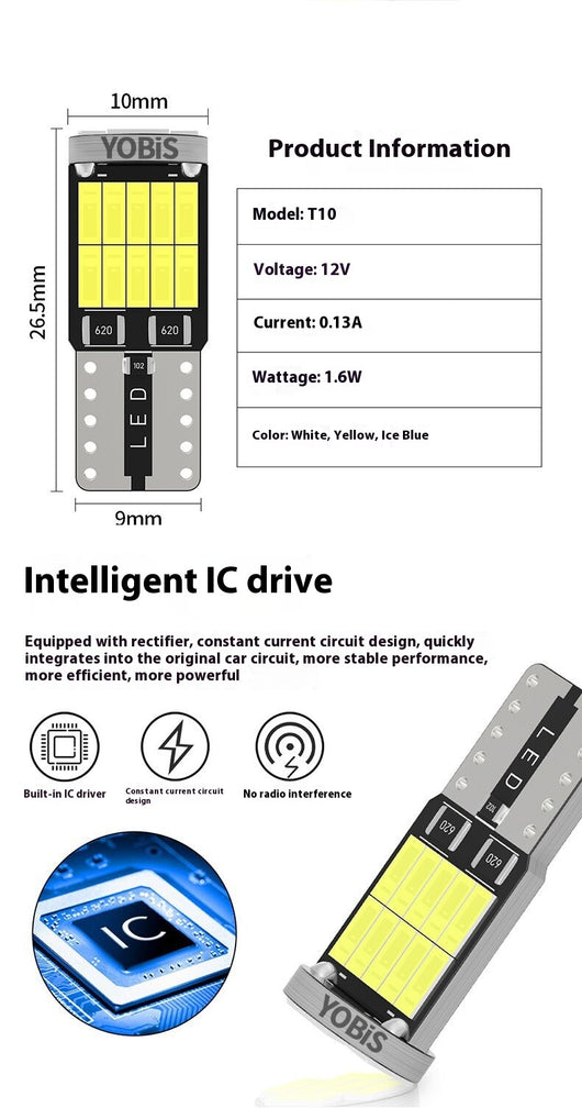 Luz LED Frontal T10 26 SMD 4014 - Iluminación de Ancho Decodificable - Image 10