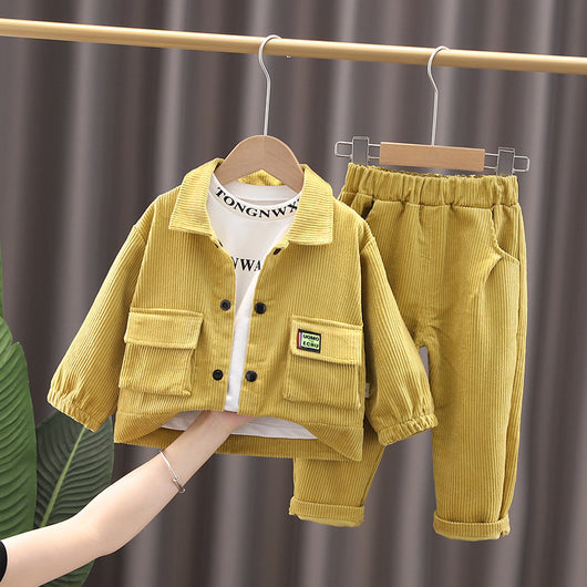 Traje de Tres Piezas en Pana para Niños - Colección Otoño - Image 8