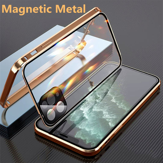 Funda para Celular Apple con Marco Metálico y Cristal Templado Doble