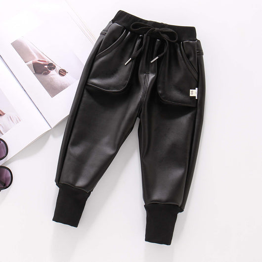 Pantalones de Cuero y Algodón para Niños - Otoño e Invierno - Image 7