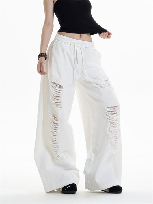 Pantalones Anchos Rotos para Mujer - Diseño Casual Desenfadado - Image 19