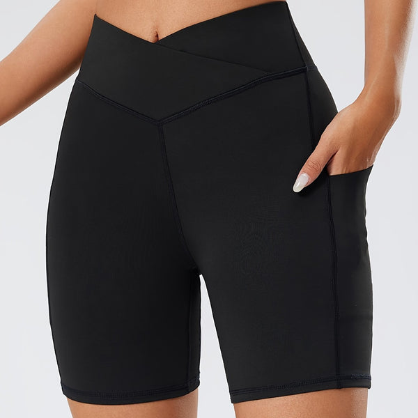 Shorts Yoga Cintura Alta con Bolsillo y Cruce en Cintura - Image 23