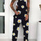 Overol Casual para Mujer con Estampado de Calavera y Crisantemo