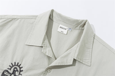Camisa Cargo Retro con Bordados Divertidos - Estilo Casual de Verano - Image 11