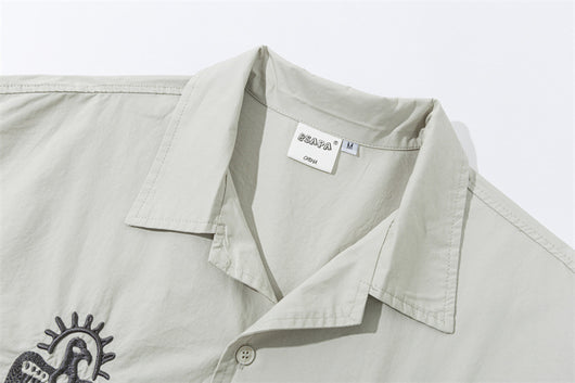 Camisa Cargo Retro con Bordados Divertidos - Estilo Casual de Verano - Image 11