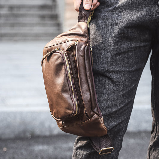 Bolsa Pecho Cuero Genuino Estilo Retro para Hombre - Image 3
